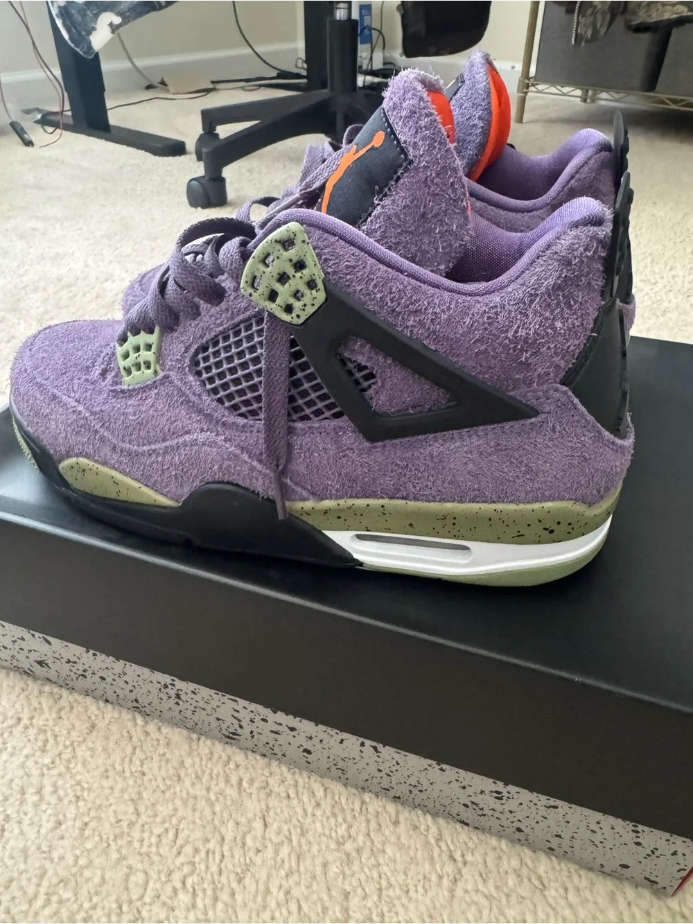 Jordan Kids Purple Suede Sneakers with Orange Jumpman